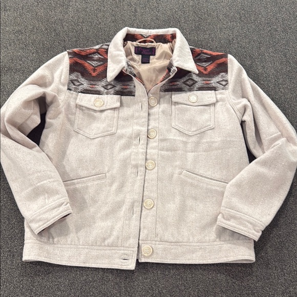 cowgirl legend Jackets & Blazers - Women’s Beige Cowgirl Legend Jacket with Patterned Shoulders